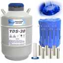 30L Liquid Nitrogen Tank, Aluminum Alloy Cryogenic Container Liquid Nitrogen (LN2) Dewar, Semen Tank, Liquid Nitrogen Dewar with 6 Canisters & Carry Bag (30L), 30 liters