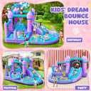 Water Bounce House with Slide for Kids 3-8, Purple Inflatable Bouncy Castle 12.5 * 6FT with 480W Blower Jumping Space Ball Pit Swimming Pool, Indoor Bouncy House for Party Birthday Event Gift, 12.5X10.6X6 Ft