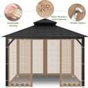 Gazebo Universal Replacement Mosquito Netting, 10' x 10' Outdoor Canopy Net Screen 4-Panel Sidewall Gazebo Curtains, with Zippers, Easy to Install, Fit for Most Gazebos 10x10 CanopyPatio Khaki