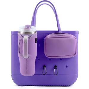 4PCS Organizer Holder for Bogg Bag, Accessories for Bogg Bags, Phone & Cup Holder compatible with Bogg Bag Original (Purple)