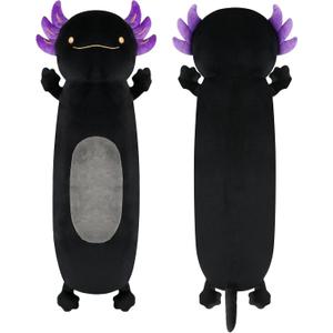 Dalmao 28 inch Black Axolotl Stuffed Animal, Cute Long Body Cuddle Squishy Pillow, Big Axolotl Plushies Toy Gifts for Kids, Boys for Birthday