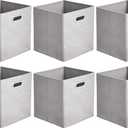 Amazon Basics Collapsible Cube Storage Organizer Bins, 6-Pack, 10.5 x 10.5 x 11 inches, Light Grey