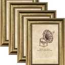 5x7 Picture Frame with Real Glass, 4 set Ornate Vintage Picture Frames for Wall or Tabletop Display, Gold 5 x 7 Frame for Wall home best gift