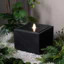 12.79 H Outdoor Water Fountain Made with Eco-Friendly Recyclable Materials, Polyethylene Square Bubbler Outdoor Fountain, Garden Decor with LED Light for Patio, Porch, Backyard