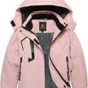 Keevoom Girl's Waterproof Ski Jacket Fleece Snow Coat Windproof Warm Winter Snowboarding Jacket with Removable Hood (10-12, Pink)