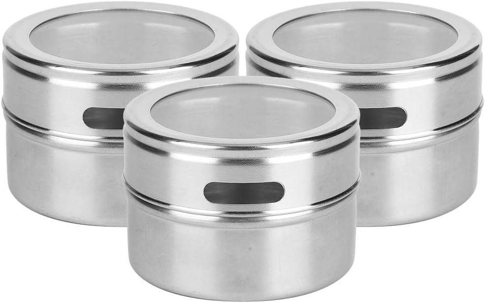3Pcs Magnetic Spice Tins, Stainless Steel Spice Condiment Bottle Kitchen Storage Containers with Clear Lid for Fridge Grill, Sift and Pour 3Pcs Magnetic Spice Tins, Stainless Steel Spice Condiment Bottle Kitchen Storage Containers with Clear Lid for Fridge Grill, Sift and Pour