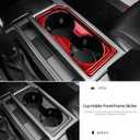BETTERHUMZ Cup Holder Storage Box Frame Trim Compatible with Ford F150 Raptor 2015-2020 Carbon Fiber Center Console Cover Decor Sticker Interior Accessories (Red)