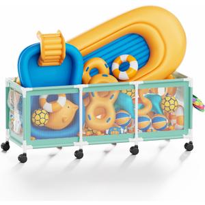 365 Gallon 103" L Extra Large Swimming Pool Storage Bin, Pool Noodles Holder, Toys, Floats, Balls and Floats Equipment Mesh Rolling Storage Organizer Bin, 103" Lx32 Wx35 H (Mint)