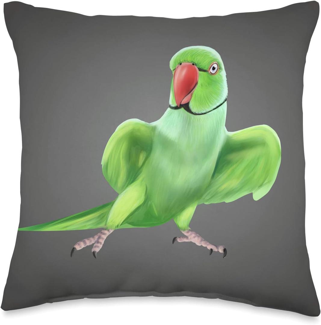 Indian Ringneck Parrot bird Throw Pillow, 16x16