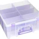 ArtBin Super Satchel Double Deep Compartment Box - Art Storage with 8 Removable Compartments, Smart Closure for Craft Supplies (Purple)