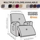 Recliner Chair Covers,4-Piece Stretch Geometric Strokes Jacquard Reclining Chair Slipcovers,Furniture Protector with Side Pocket,Soft Breathable Couch Cover Pet-Friendly,1 Seater Dark Gray
