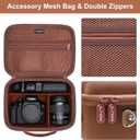 Camera Case Bag Compatible with Canon EOS Rebel T7/R50/R6 Mark II/R100/R50 V/T6/R8/R10/R5 Mark II/RP/R7/5D Mark IV/SL3/R5/T100 DSLR SLR Camera, Len and Tripod with 4 Dividers and Shoulder Strap, Brown