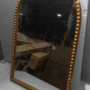 Arched Gold Wall Mirror Antique Beaded Frame Bathroom Wall Mirror Baroque Vanity Mirror Decorative Mirrors for Living Room,Bedroom (36"L x 24"W)