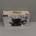 Artestia Cast Iron Fondue Pot for Chocolate, 5-Cup Cheese Fondue Pot with 6 Colored Forks for Fondue Party, 4-6 Person, Black