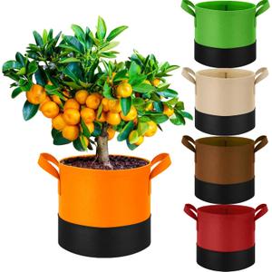 5 Pack 5 Gallon Durable Grow Bags, 350G Heavy-Duty Fabric Pots with Handles, Breathable Plant Containers for Vegetables, Flowers, Fruits, Indoor & Outdoor Gardening, Aeration Fabric Planters
