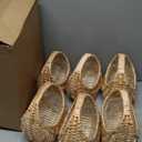 Taiyin 6 Pack Rattan Flower Girl Basket Half Moon Straw Wicker Basket with Handle 6.7" x 6.5" x 4.3" Ideal for Wedding Flower Girl, Picnic, Garden Storage and Home Decor (Nature)