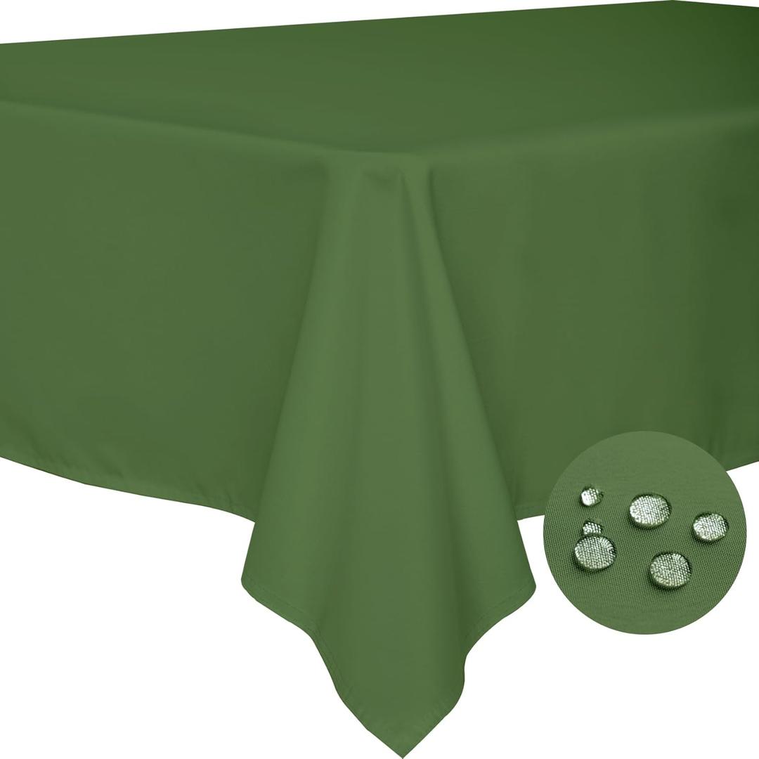 BYDOLL Table Cloth Green 60x120 Inch Tablecloth for 6 Foot Rectangle Tables Outdoor Washable Wrinkle Free and Spillproof Polyester Tablecloth for Festival Camping Picnic Party Cover