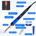 Soldering Iron Kit, 80W Soldering Iron Pen with Adjustable Temperature, LCD Display, ON/OFF Switch, 5 Tips, Solder Wire, Stand with Sponge, Pump, Paste, Tweezer, Blue