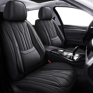 Foneso Car Seat Covers for Truck Chevy Chevrolet Silverado GMC Sierra Leather Protectors for Pickup 2007-2024 1500 2500HD 3500HD Trail Boss Z71 Crew Double Extended Cab (Black (Model A), Full Set)