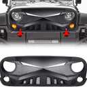 AMERICAN MODIFIED Heavy Duty Hawke Grille with DRL Turn Signal LED Lights Compatible with 2007 to 2018 Jeep Wrangler JK Models, Matte Black