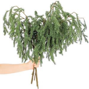 Giegxin 6 Pcs 27.6'' Artificial Christmas Norfolk Pine Branches Real Touch Norfolk Pine Picks Filler Faux Cedar Stem Fake Greenery Picks for Christmas Vase DIY Garland Wreath Home Decoration