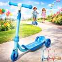 Kids Scooter Ages 3-7 - Three Wheel Preschool Toddler Kick Scooters,Safer Steering,Light Up Wheels, Adjustable Handlebar, Wide Anti-Slip Deck, Birthday for Boys Girls - Blue