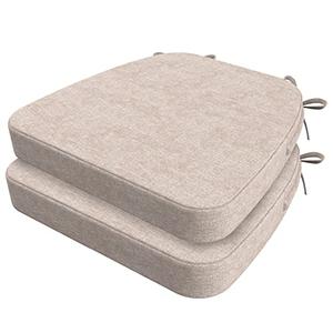 AAAAAcessories D-Shaped Chair Cushions Covers, Machine-Washable Non-slip Covers, 17" x 16", Set of 2, Beige