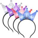 ArtCreativity Light Up Crowns for Kids, Set of 4, LED Headband Crowns for Girls and Boys, Princess Party Supplies, Princess Halloween Costume Accessories, Cute Light Up Birthday Party Favors