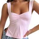 Trendy Queen Womens Going Out Crop Tops Backless Tank Tops Summer Y2k Teen Girls Basics Cute Clothes Pink L