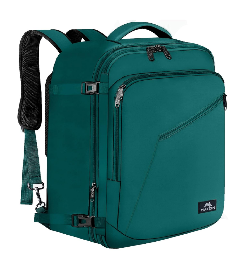 MATEIN Travel Backpack Large, Water Resistant Carry on Backpack for Travelling, Airline Approved Large Capacity Back Pack, Expandable Lightweight Overnight Daypack, Travel Gift, Peacock Blue