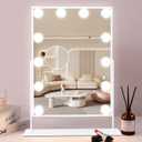 COOLJEEN Makeup Mirror Vanity Mirror with Lights - 12 Led Bulbs Lighted Hollywood Mirror, 10X Magnification,3 Color Modes, Touch Control, Women Gift (White)