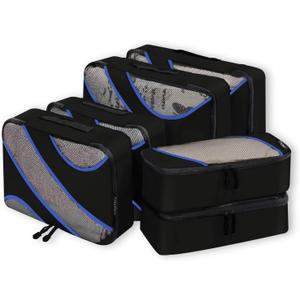 BAGAIL 6 Set Packing Cubes,Travel Luggage Packing Organizers (The Black/Blue)