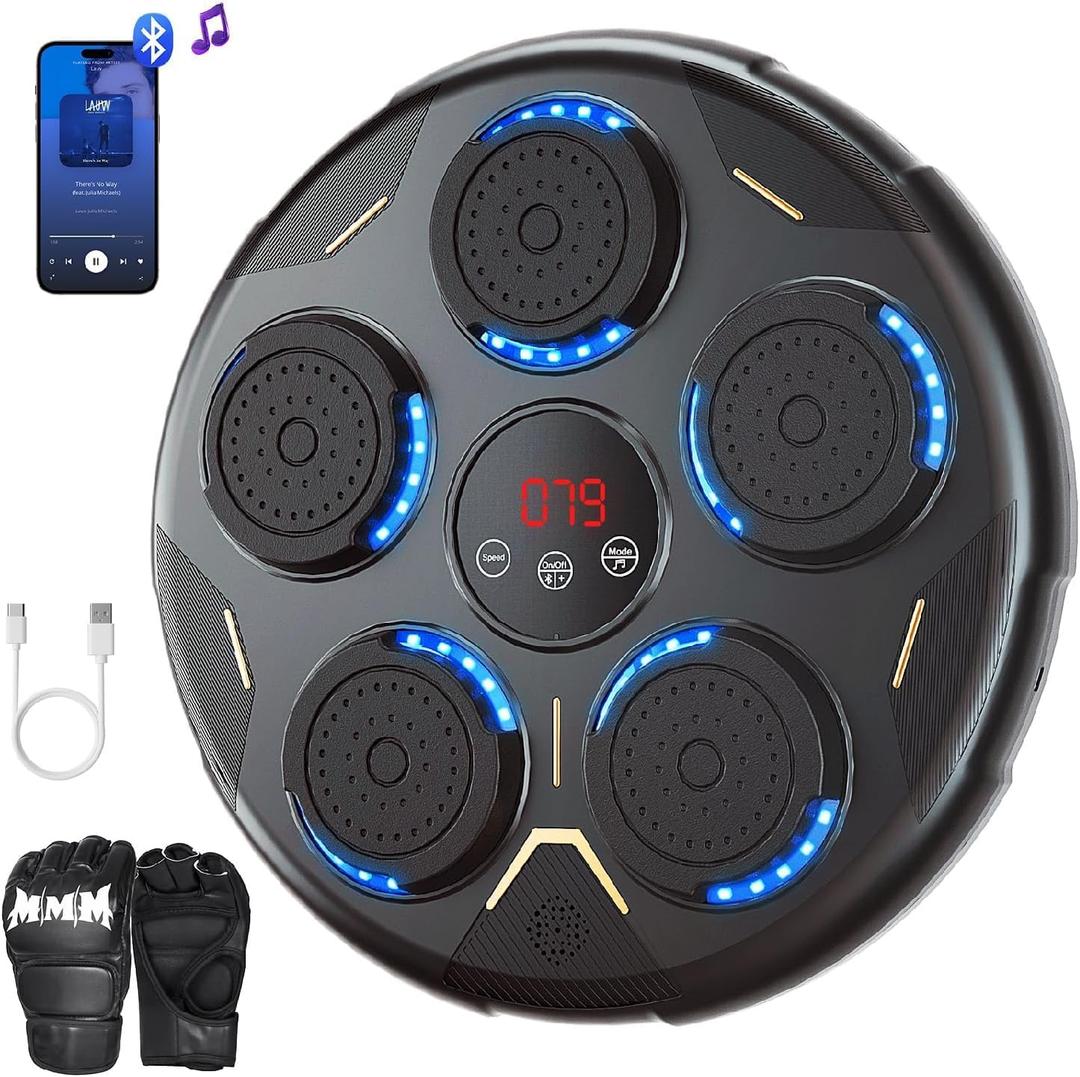 Music Boxing Machine, Boxing Machine Wall Mounted Music with Gloves, Smart Bluetooth Boxing Equipment, Boxing Music Workout Machine