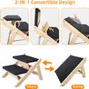 Dog Stairs/Ramp for Bed, Wooden 2-in-1 Foldable Pet Stairs & Ramp, Portable Dog Step Up to 180 Pound for Elderly/Short-Legged Dogs, 2 Steps for Beds, Couch, Cars