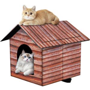 Outdoor Cat House Cat House for Outdoor and Indoor Use - Waterproof Shelter for Cats, Dogs, and Feral Animals (Redwood Color, Large)