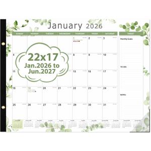 8 x 2026 Desk Calendar 22'' x 17'', Large Monthly Desktop Calendar, 18 Months Desk Pad (Jan. 2026 - Jun. 2027) for Home School Office Supplies