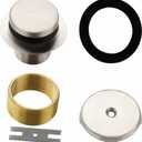 Hidrop Tub Drain Tip Toe Bathtub Drain Conversion Kit Assembly, Brushed Nickel Replacement Bath Drain Trim Kit with Single Hole Overflow Faceplate and Universal Fine/Coarse Thread Assembly