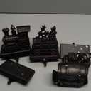 MCEAST Set of 4 Christmas Train Stocking Holders Metal Stocking Hangers Mantel Hook Hangers Fireplace Stocking Hooks for Christmas Decoration