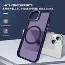 3 x DEERLAMN for iPhone 14/iPhone 13 Case with Stand,[Compatible with Magsafe][Built-in Camera Bracket] Shockproof Drop Protection Slim Translucent Matte Phone Cover for Women Men-Dark Purple
