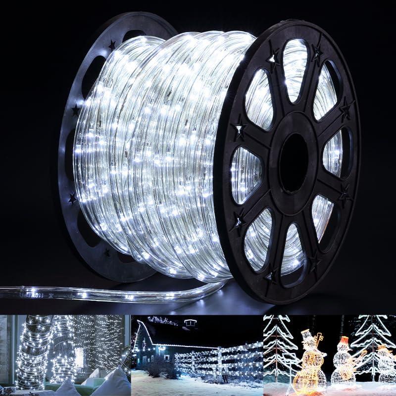 150 ft Led Rope Lights,1080 LEDs Waterproof Indoor Outdoor Party Decorative Lighting with 8 Modes,Connectable and Flexible Rope Lighting for Garden, Pool, Home, Bedroom (Cool White, 150 Ft)