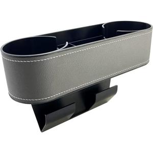 Car Cup Holder Expander Organizer,Multifunctional Cup Drink Holders with PU Leather Cover,Side Insert Center Console Seat Gap Filler Storage Box for Mug Bottle CellPhones Coffee Coasters Cards