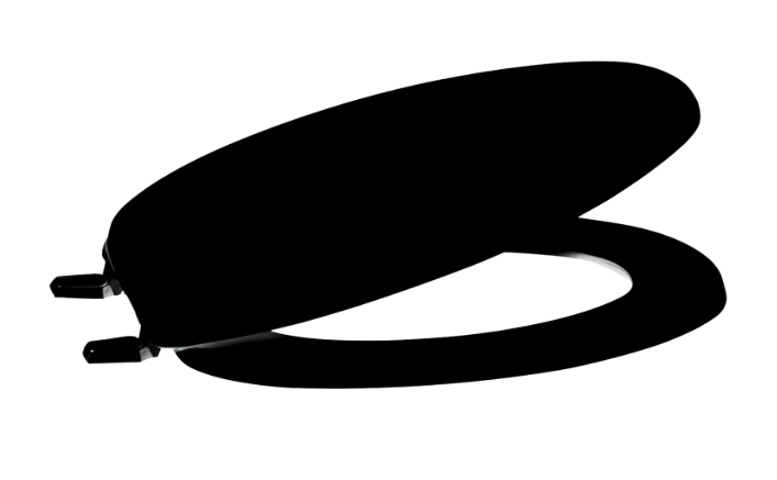 Centoco Toilet Seat Elongated, Residential, Top Mount Plastic Hinge, Black (Closed Front / Made in the USA)
