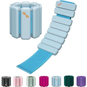 Sportneer Wrist & Ankle Weights for Women Men - 1 Pair (1 lb/2 lb Each) | Adjustable Weighted Bracelet Silicone Bangles for Yoga, Dance, Pilates, Cardio, Aerobics, Gym, Pool Exercises and Jogging (Blue Aura)