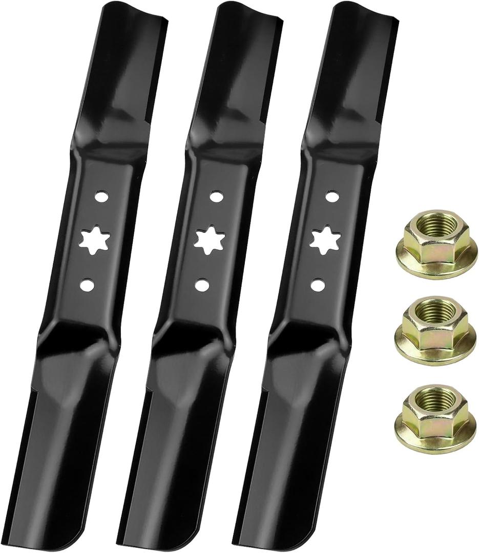 3 Pack 942-05056A Mower Blades with Nuts Replaces 942-05056, 742-05056A, 942-01054-H, 94201054H for Cub Cadet MTD Troy-Bilt Craftsman 54 Inch XT1 XT2 RZT L54 ZT1-54 ZT2-54 RZT 54 Tractors