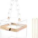 WJCD Cute Clear Acrylic Plastic Neon Hard Frame Party Clutch Purse with Gold Chain Strap (Transparent)