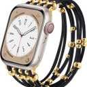 VISOOM Beaded Boho Bracelet Compatible for Apple Watch bands 38/40/41/42mm Women - Stretchy iWatch Band Women for Apple Watch Series 11/10/SE/9/8/7/6/5/4/3/2/1, DIY Beaded Apple Watch Band(5.5-5.9")