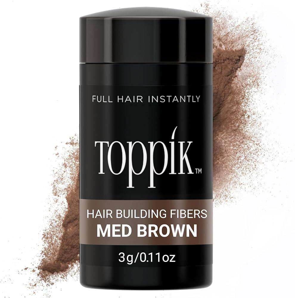 Toppik Hair Building Fibers, Fill In Fine or Thinning Hair Instantly Thicker, Fuller Looking Hair (Medium Brown, Travel size)
