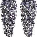 BLEUM CADE Fake Hanging Plants, 2pcs Artificial Hanging Plant, Faux Deep Purple Vines Hanging Plant for Wall Home Living Room Indoor Outdoor Halloween Decor (No Baskets)