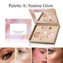 All-in-One Baked Makeup Palette with 3 Eyeshadows, 2 Highlighters, 1 Blush & 1 Bronzer - Highly Pigmented, Silky Smooth, Easy to Blend Full Face Make Up Pallet, Travel-Friendly Makeup Kit (01)
