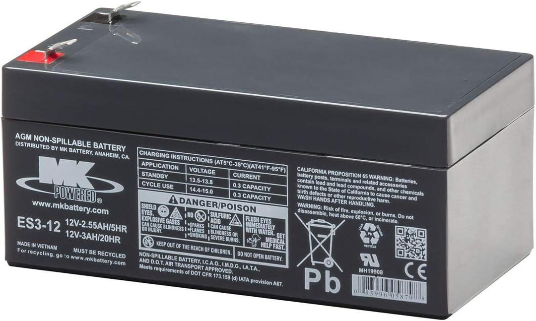 MK Battery ES3-12 Maintenance-Free Rechargeable Sealed Lead-Acid Battery